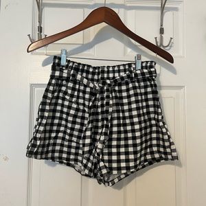 Black and White CheckerBoard Paperbag Shorts